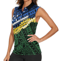 Halo Olaketa Solomon Islands Tapa Pattern Women Sleeveless Polo Shirt