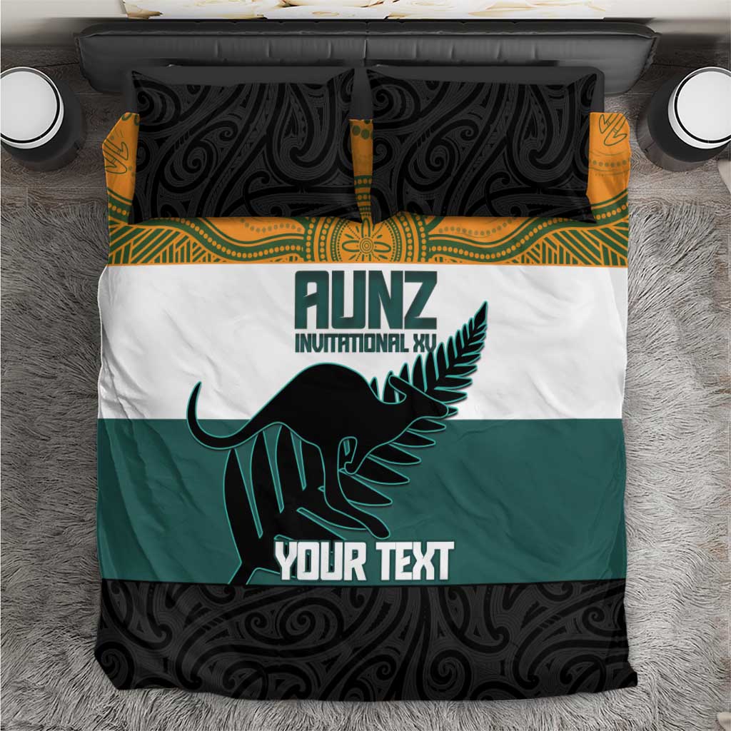 AUNZ Rugby Custom Bedding Set Australia Kangaroo New Zealand Silver Fern - Polynesian Pride