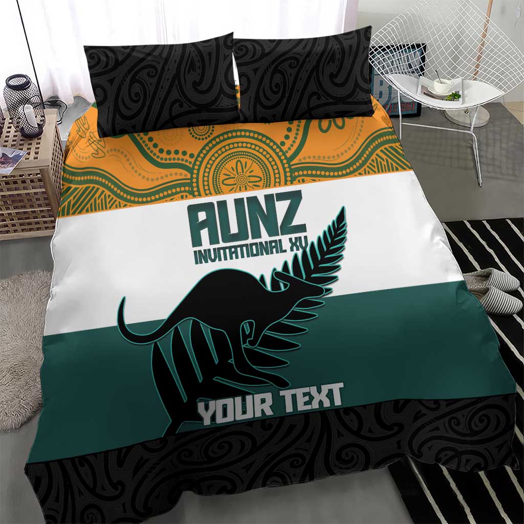 AUNZ Rugby Custom Bedding Set Australia Kangaroo New Zealand Silver Fern - Polynesian Pride
