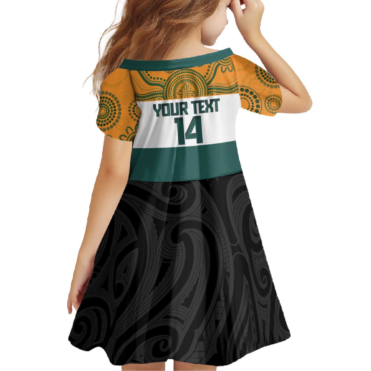 AUNZ Rugby Custom Family Matching Off The Shoulder Long Sleeve Dress and Hawaiian Shirt Australia Kangaroo New Zealand Silver Fern - Polynesian Pride