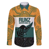 AUNZ Rugby Custom Family Matching Off Shoulder Short Dress and Hawaiian Shirt Australia Kangaroo New Zealand Silver Fern - Polynesian Pride