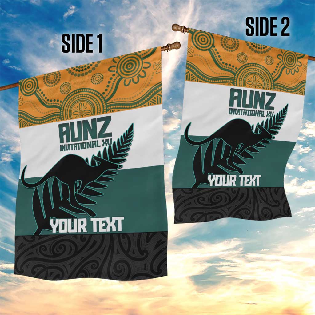 AUNZ Rugby Custom Garden Flag Australia Kangaroo New Zealand Silver Fern - Polynesian Pride