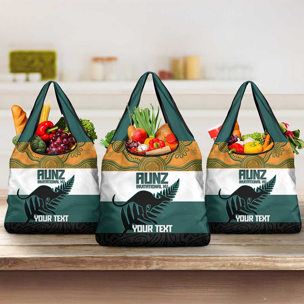 AUNZ Rugby Custom Grocery Bag Australia Kangaroo New Zealand Silver Fern - Polynesian Pride