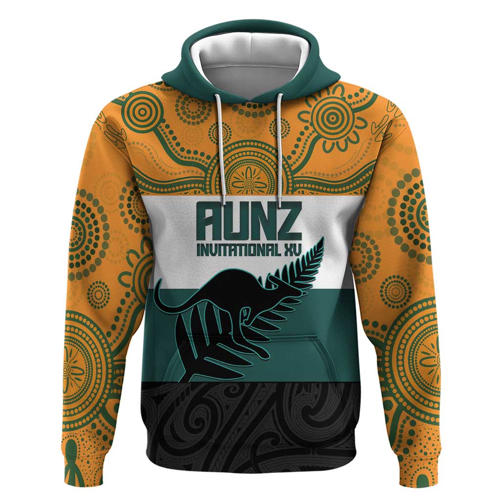 AUNZ Rugby Custom Hoodie Australia Kangaroo New Zealand Silver Fern - Polynesian Pride