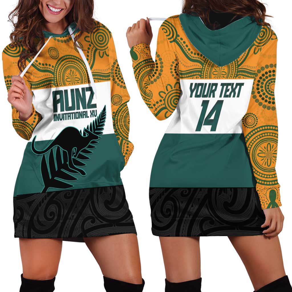AUNZ Rugby Custom Hoodie Dress Australia Kangaroo New Zealand Silver Fern - Polynesian Pride
