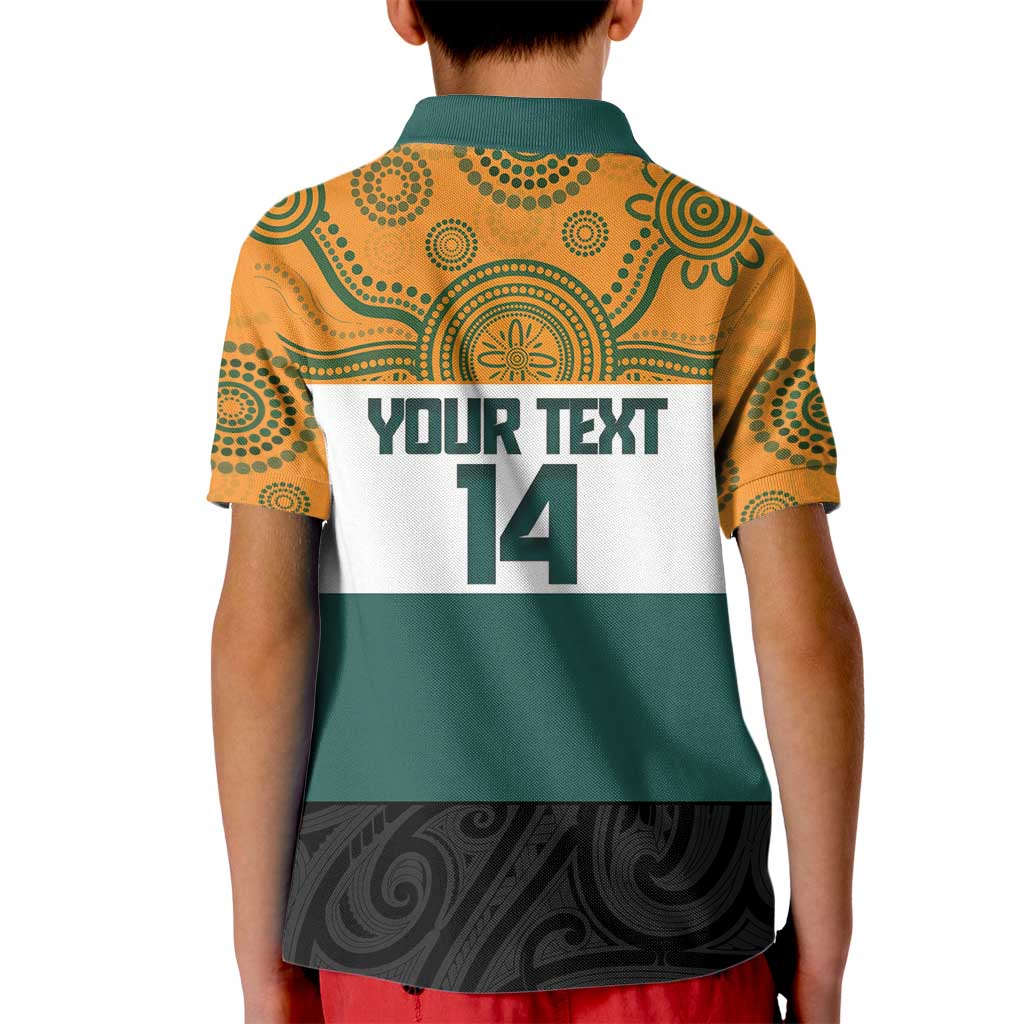 AUNZ Rugby Custom Kid Polo Shirt Australia Kangaroo New Zealand Silver Fern - Polynesian Pride