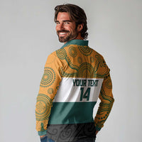 AUNZ Rugby Custom Long Sleeve Polo Shirt Australia Kangaroo New Zealand Silver Fern - Polynesian Pride