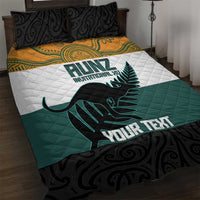 AUNZ Rugby Custom Quilt Bed Set Australia Kangaroo New Zealand Silver Fern - Polynesian Pride