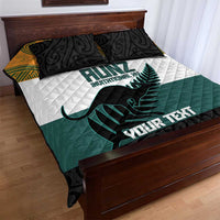 AUNZ Rugby Custom Quilt Bed Set Australia Kangaroo New Zealand Silver Fern - Polynesian Pride