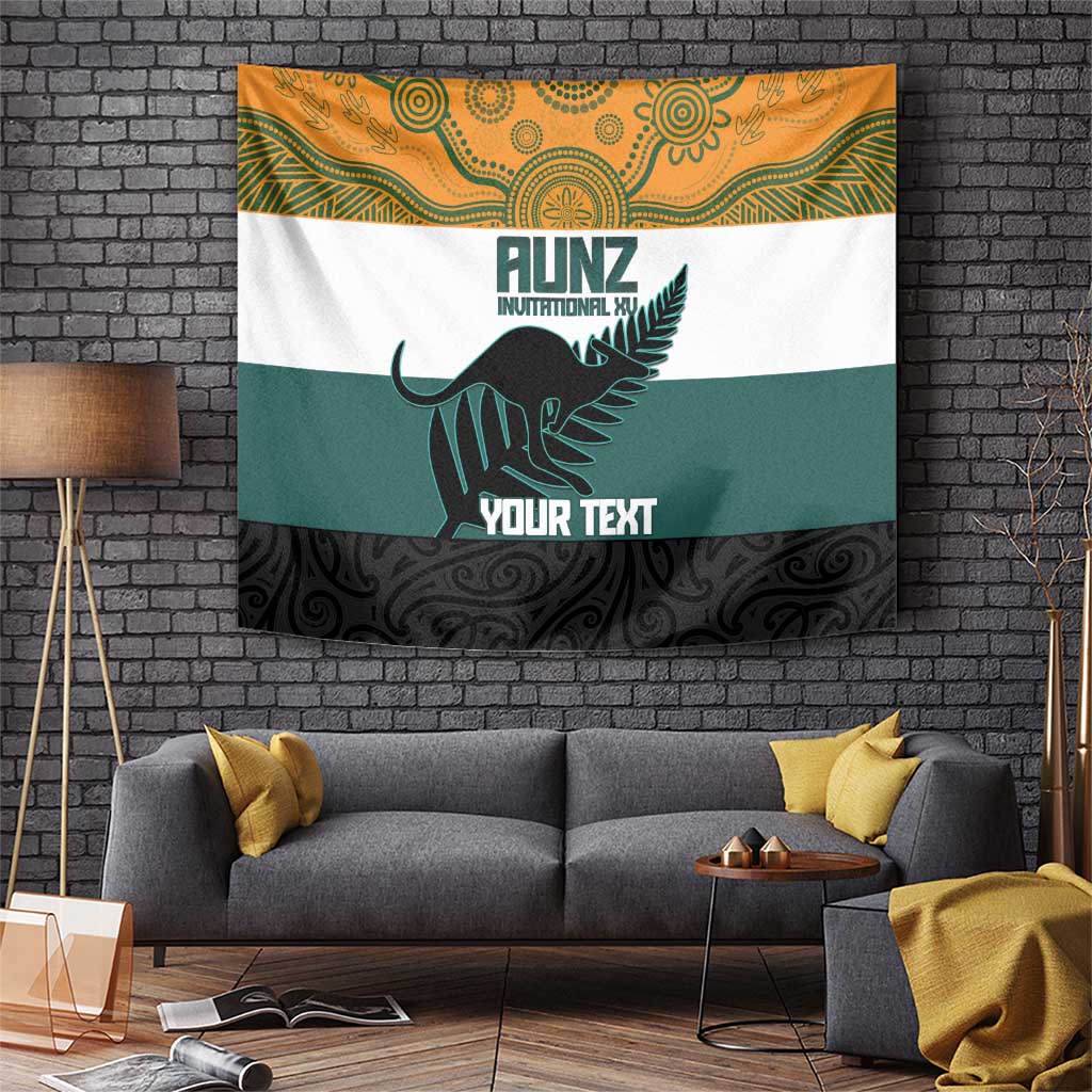AUNZ Rugby Custom Tapestry Australia Kangaroo New Zealand Silver Fern - Polynesian Pride
