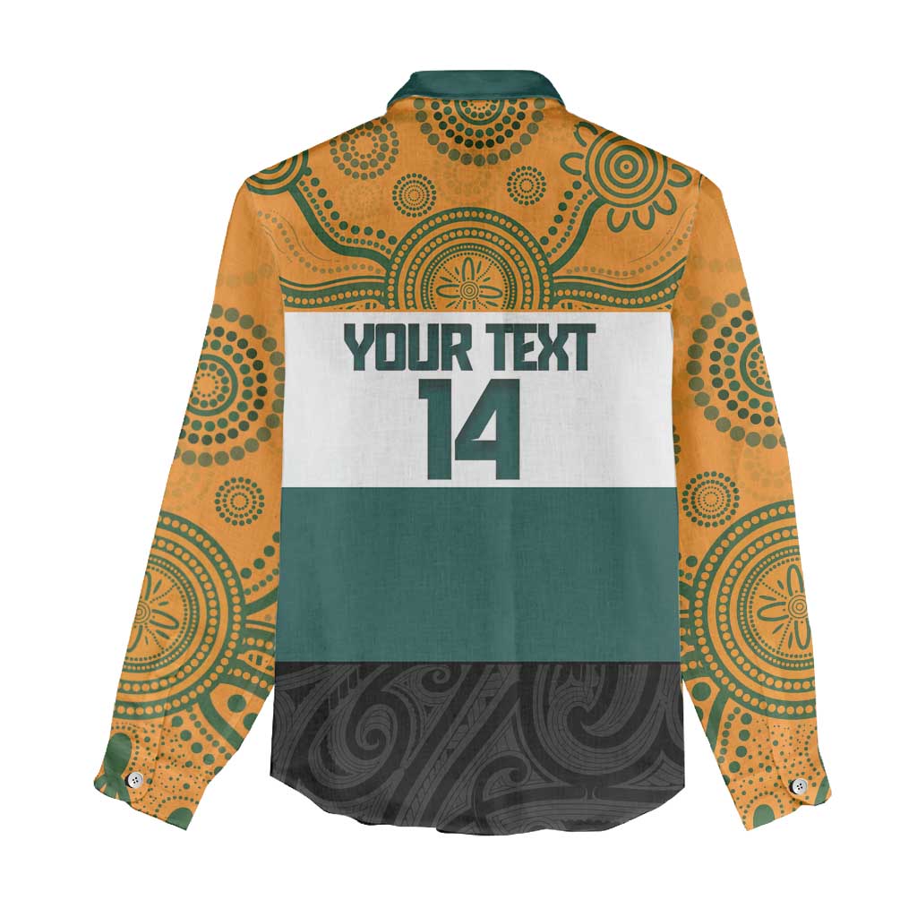 AUNZ Rugby Custom Women Casual Shirt Australia Kangaroo New Zealand Silver Fern - Polynesian Pride