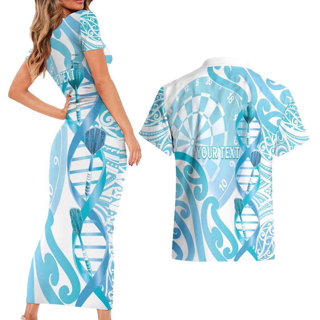 Personalised New Zealand Darts Couples Matching Short Sleeve Bodycon Dress and Hawaiian Shirt Aotearoa Maori Its In My DNA White - Polynesian Pride