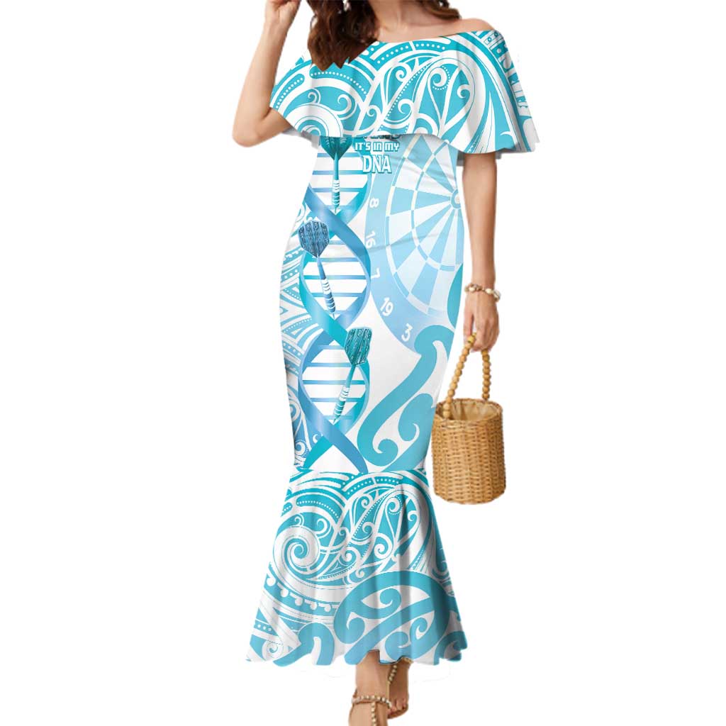 Personalised New Zealand Darts Family Matching Mermaid Dress and Hawaiian Shirt Aotearoa Maori Its In My DNA White - Polynesian Pride