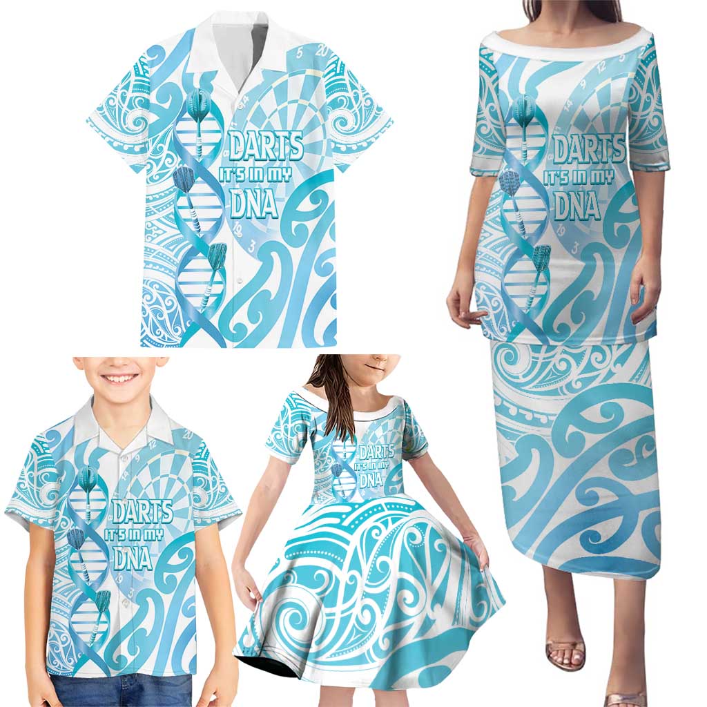 Personalised New Zealand Darts Family Matching Puletasi and Hawaiian Shirt Aotearoa Maori Its In My DNA White LT14 - Polynesian Pride
