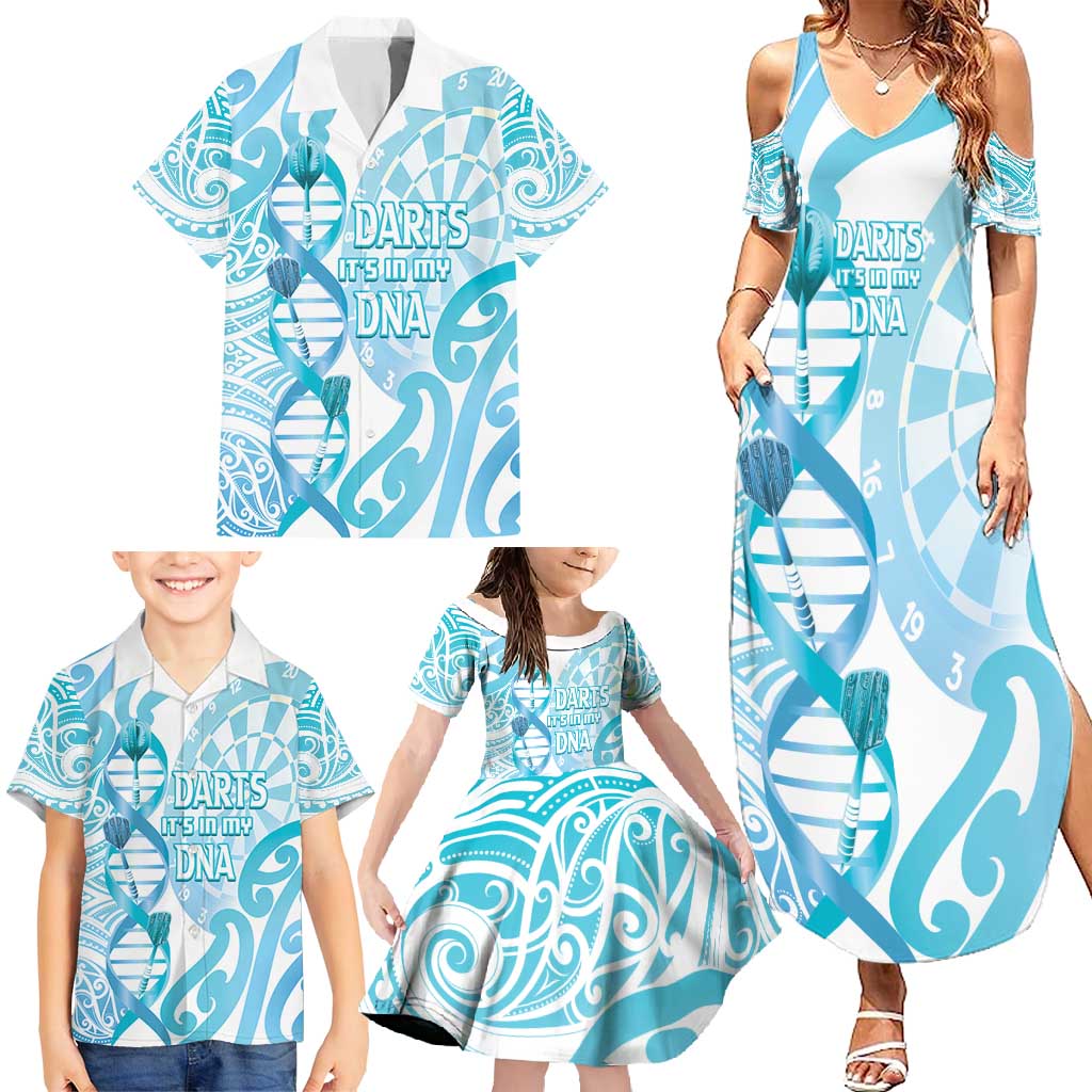 Personalised New Zealand Darts Family Matching Summer Maxi Dress and Hawaiian Shirt Aotearoa Maori Its In My DNA White LT14 - Polynesian Pride