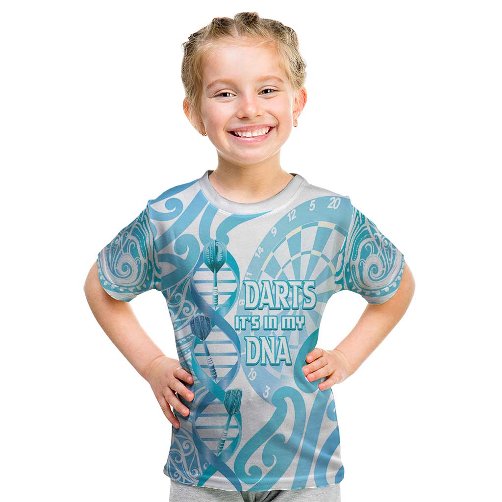 Personalised New Zealand Darts Kid T Shirt Aotearoa Maori Its In My DNA White - Polynesian Pride