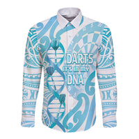 Personalised New Zealand Darts Long Sleeve Button Shirt Aotearoa Maori Its In My DNA White LT14 Unisex White - Polynesian Pride