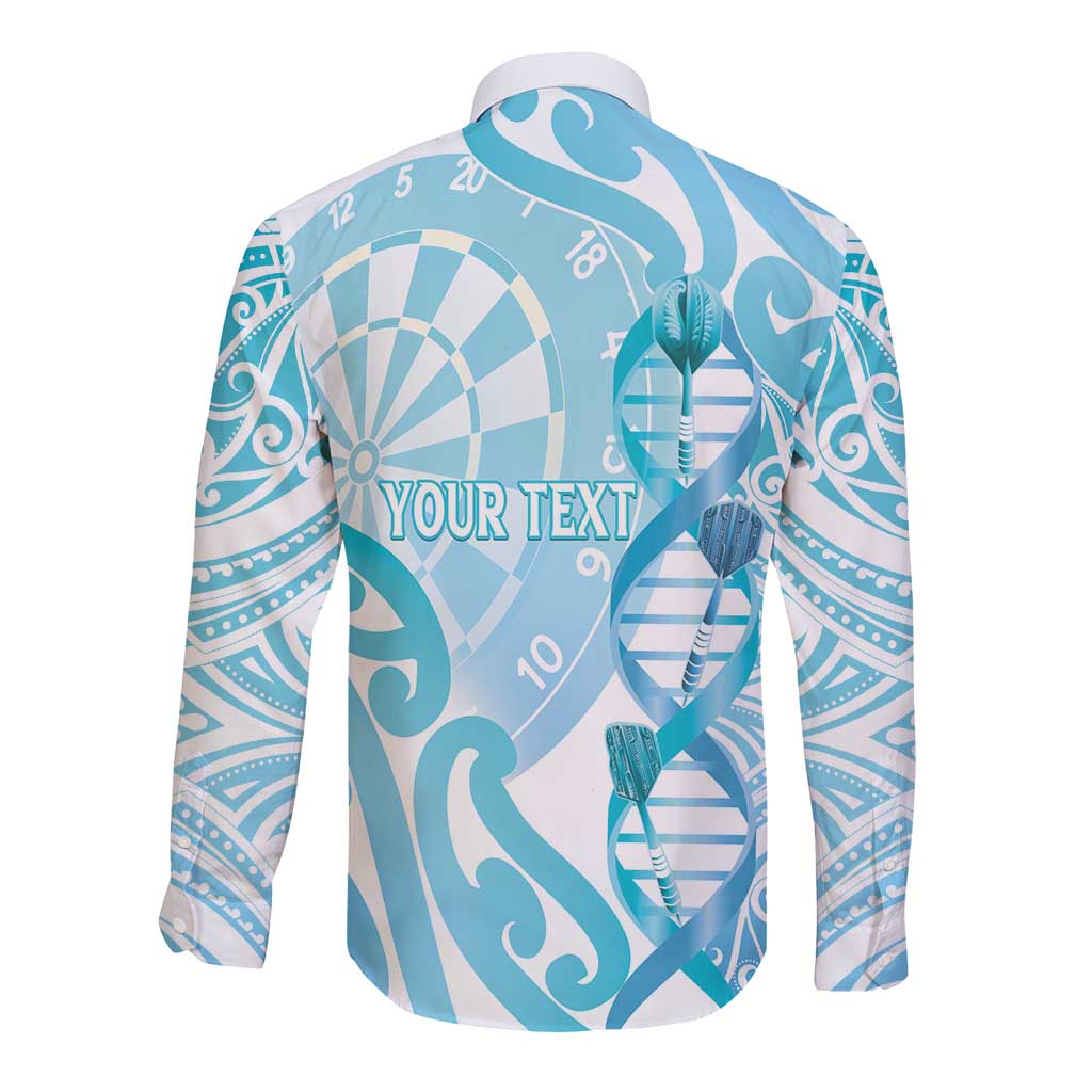 Personalised New Zealand Darts Long Sleeve Button Shirt Aotearoa Maori Its In My DNA White LT14 - Polynesian Pride