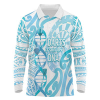 Personalised New Zealand Darts Long Sleeve Polo Shirt Aotearoa Maori Its In My DNA White - Polynesian Pride