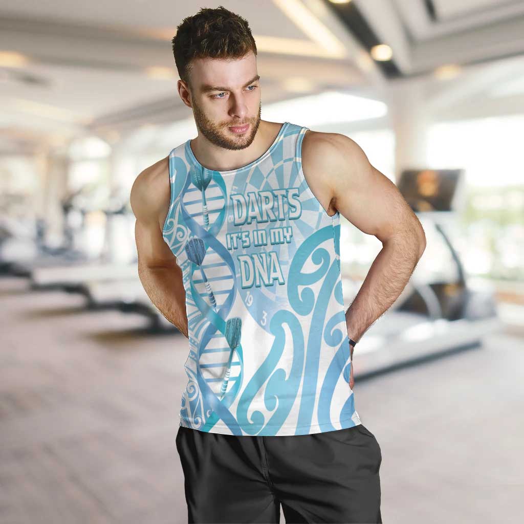 Personalised New Zealand Darts Men Tank Top Aotearoa Maori Its In My DNA White LT14 White - Polynesian Pride