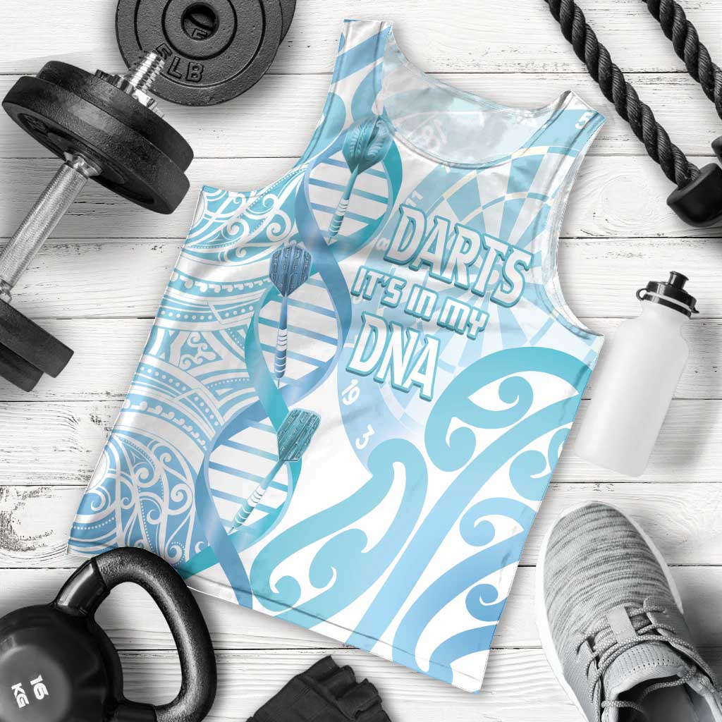 Personalised New Zealand Darts Men Tank Top Aotearoa Maori Its In My DNA White LT14 - Polynesian Pride