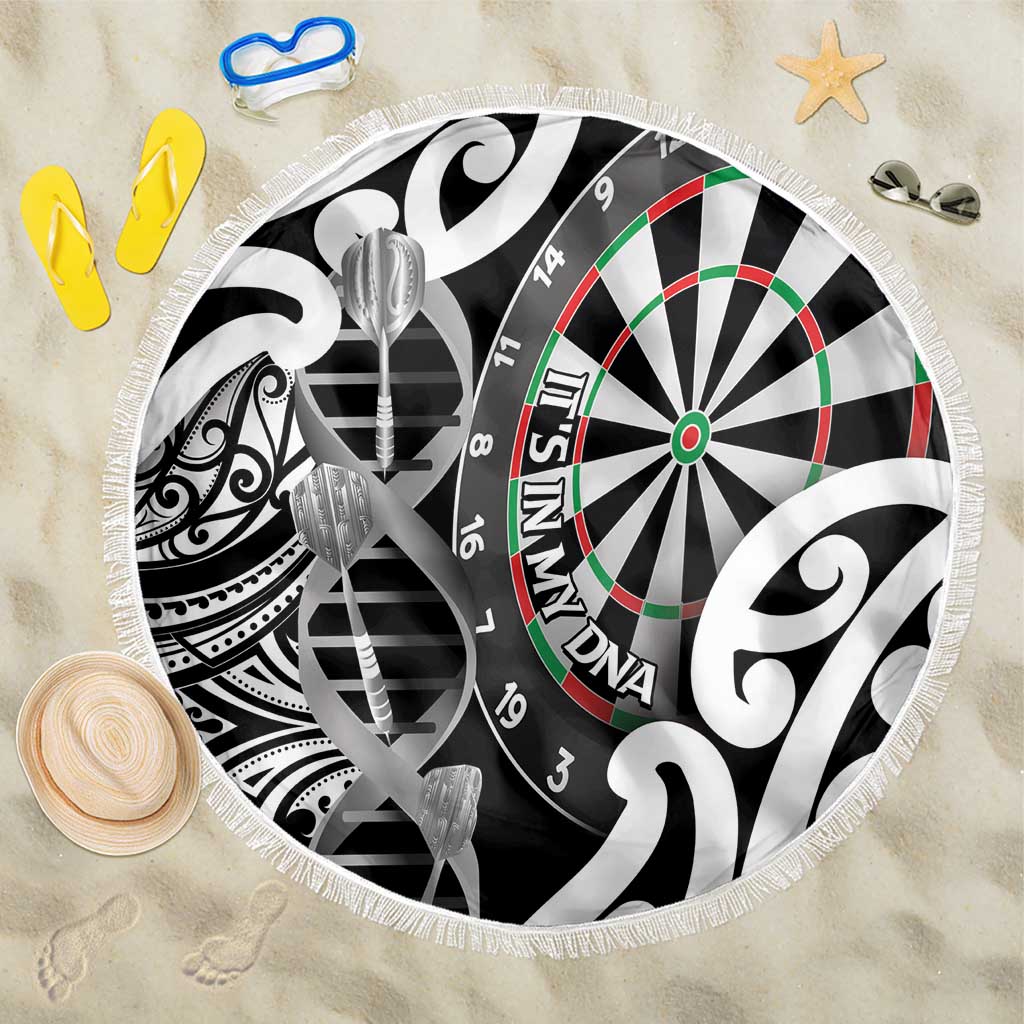 New Zealand Darts Beach Blanket Aotearoa Maori Its In My DNA Black LT14 One Size 150cm Black - Polynesian Pride