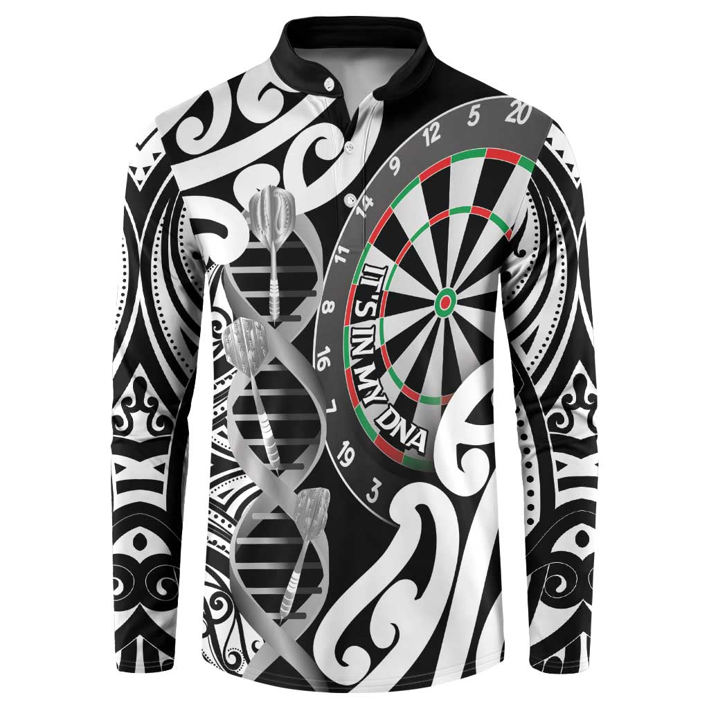 Personalised New Zealand Darts Button Sweatshirt Aotearoa Maori Its In My DNA Black LT14 Black - Polynesian Pride