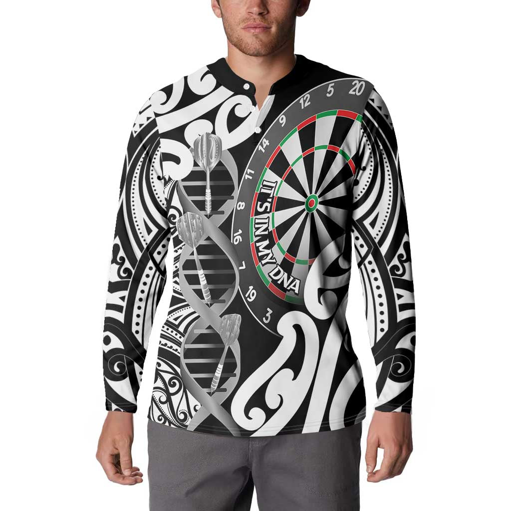 Personalised New Zealand Darts Button Sweatshirt Aotearoa Maori Its In My DNA Black LT14 - Polynesian Pride