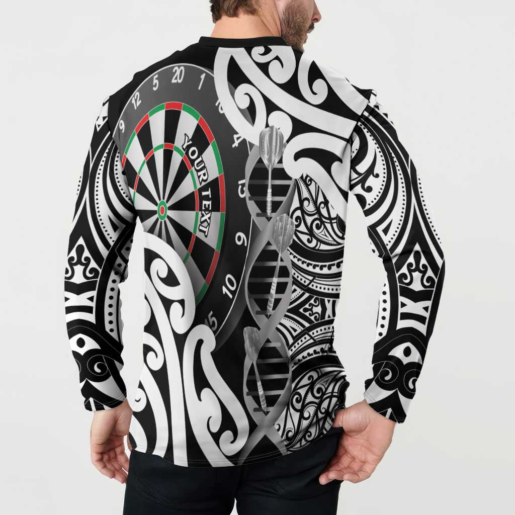 Personalised New Zealand Darts Button Sweatshirt Aotearoa Maori Its In My DNA Black LT14 - Polynesian Pride