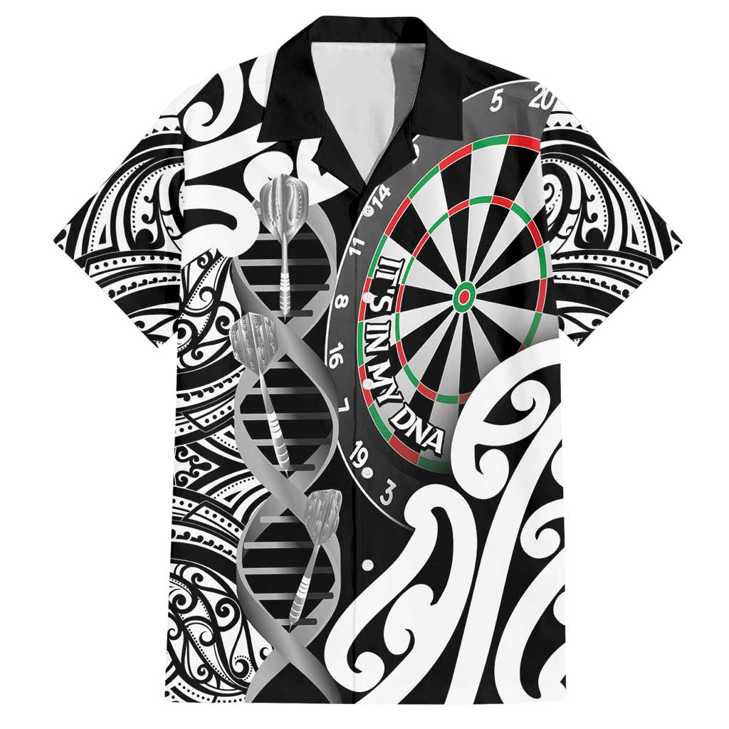 Personalised New Zealand Darts Family Matching Off Shoulder Maxi Dress and Hawaiian Shirt Aotearoa Maori Its In My DNA Black - Polynesian Pride
