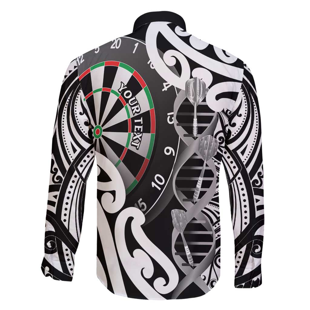 Personalised New Zealand Darts Family Matching Off Shoulder Maxi Dress and Hawaiian Shirt Aotearoa Maori Its In My DNA Black - Polynesian Pride