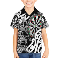 Personalised New Zealand Darts Family Matching Puletasi and Hawaiian Shirt Aotearoa Maori Its In My DNA Black - Polynesian Pride