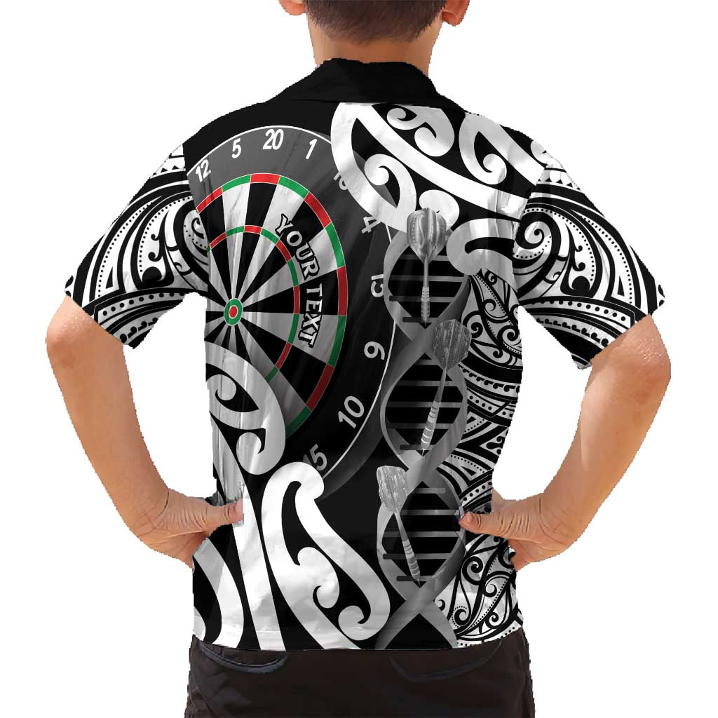 Personalised New Zealand Darts Family Matching Summer Maxi Dress and Hawaiian Shirt Aotearoa Maori Its In My DNA Black - Polynesian Pride