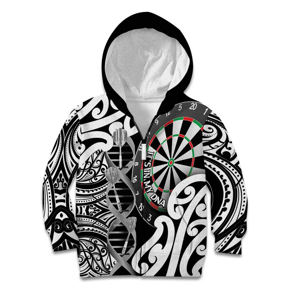 Personalised New Zealand Darts Kid Hoodie Aotearoa Maori Its In My DNA Black - Polynesian Pride