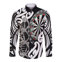 Personalised New Zealand Darts Long Sleeve Button Shirt Aotearoa Maori Its In My DNA Black LT14 Unisex Black - Polynesian Pride