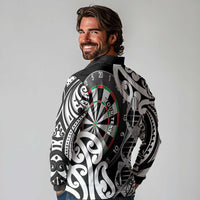 Personalised New Zealand Darts Long Sleeve Polo Shirt Aotearoa Maori Its In My DNA Black - Polynesian Pride