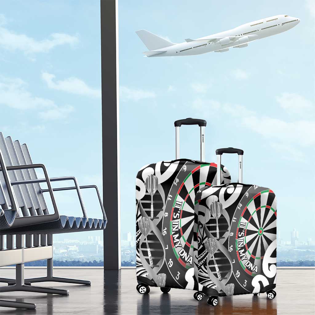 New Zealand Darts Luggage Cover Aotearoa Maori Its In My DNA Black - Polynesian Pride