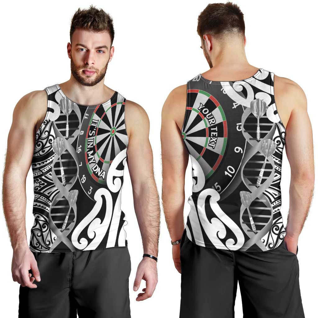 Personalised New Zealand Darts Men Tank Top Aotearoa Maori Its In My DNA Black LT14 - Polynesian Pride