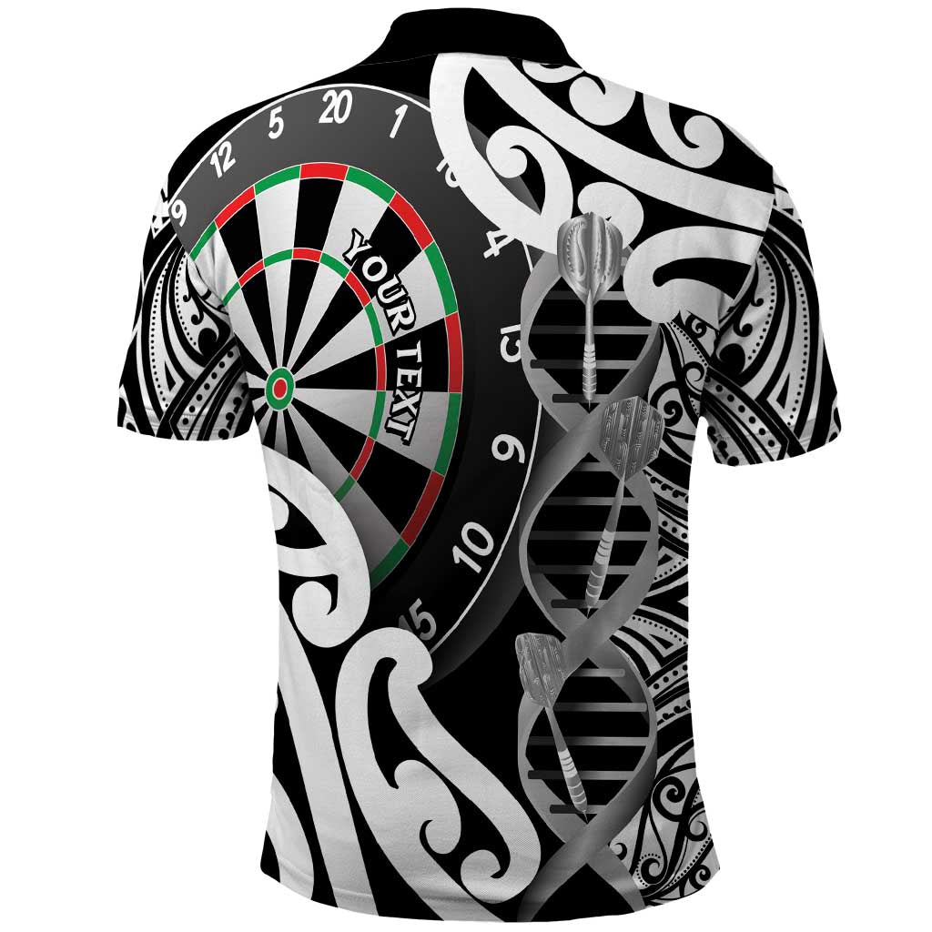Personalised New Zealand Darts Polo Shirt Aotearoa Maori Its In My DNA Black - Polynesian Pride