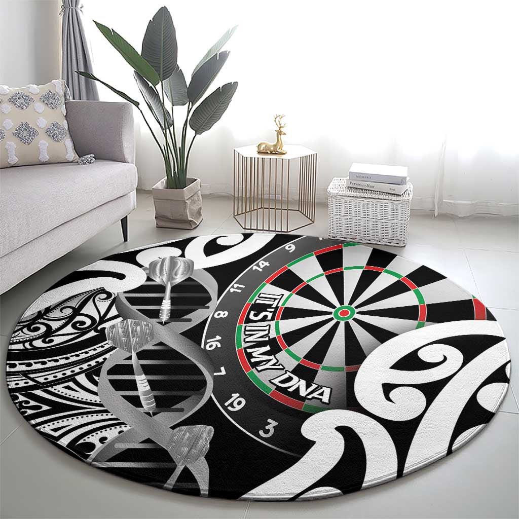 New Zealand Darts Round Carpet Aotearoa Maori Its In My DNA Black - Polynesian Pride