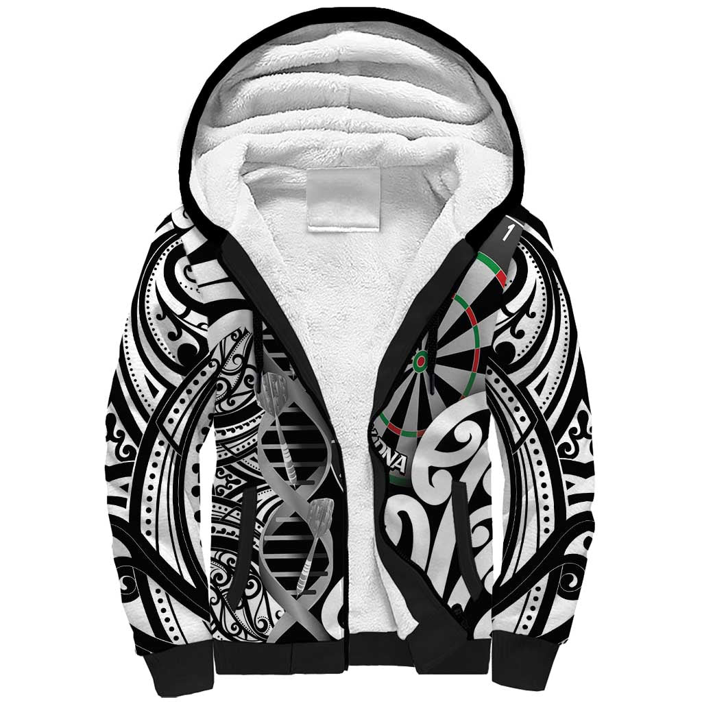 Personalised New Zealand Darts Sherpa Hoodie Aotearoa Maori Its In My DNA Black LT14 Unisex Black - Polynesian Pride