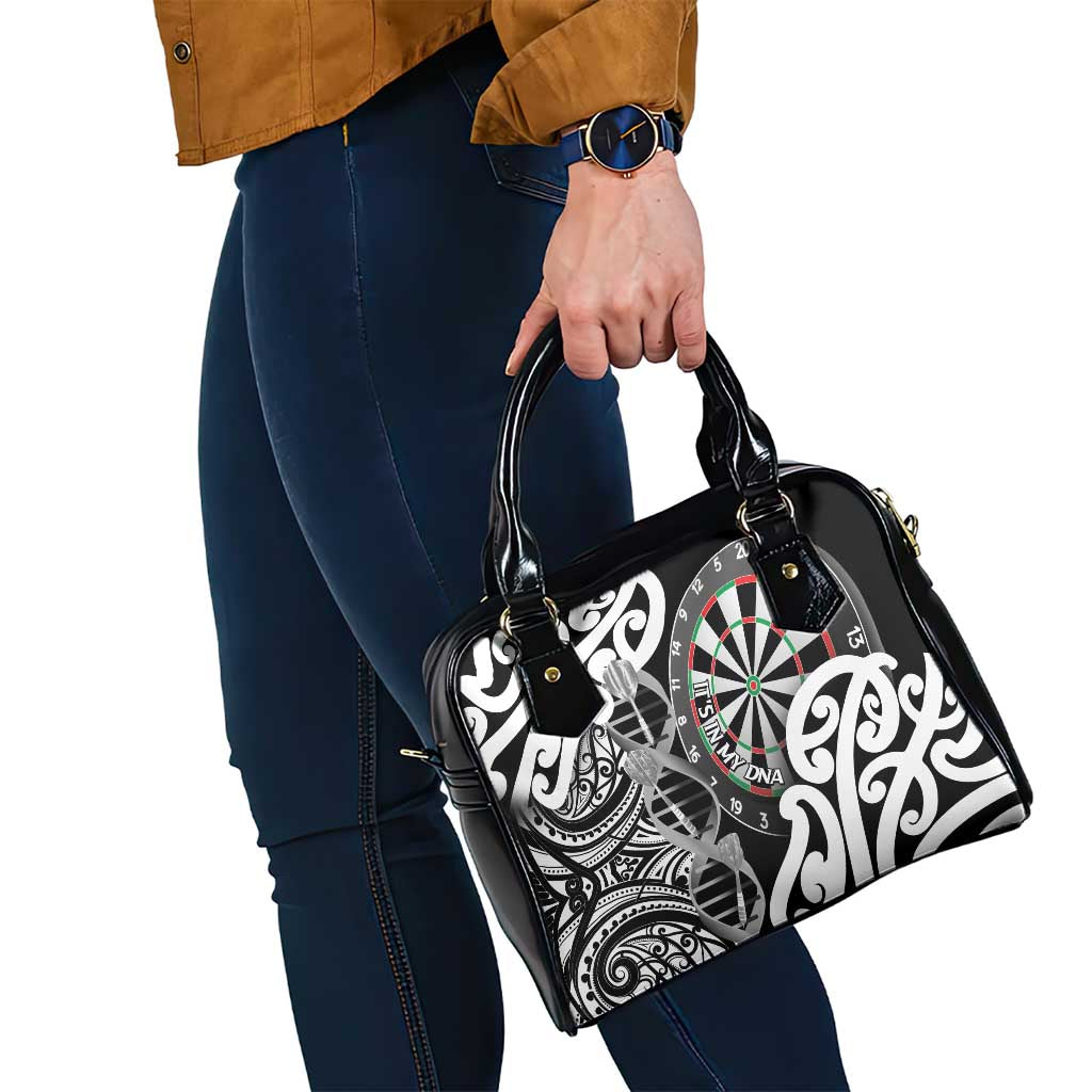 New Zealand Darts Shoulder Handbag Aotearoa Maori Its In My DNA Black - Polynesian Pride