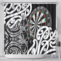 New Zealand Darts Shower Curtain Aotearoa Maori Its In My DNA Black - Polynesian Pride