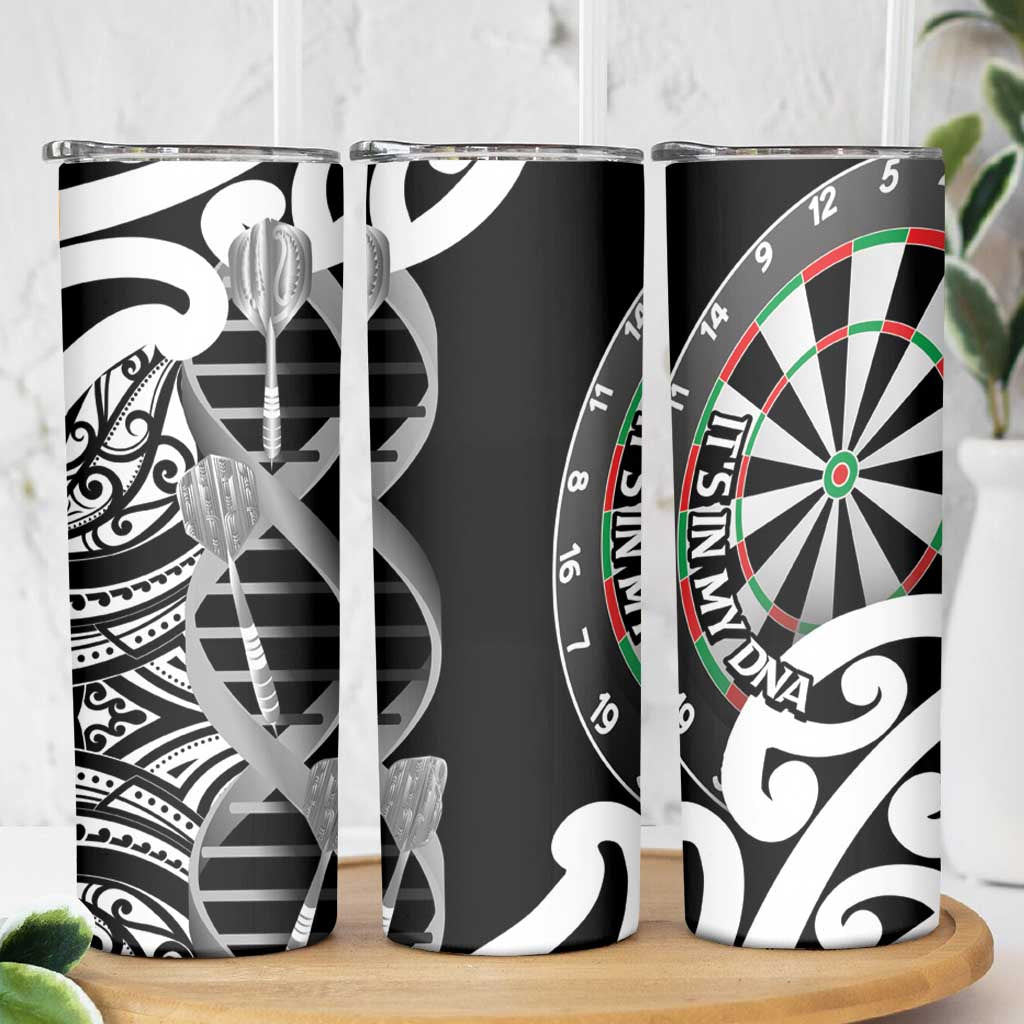 New Zealand Darts Skinny Tumbler Aotearoa Maori Its In My DNA Black - Polynesian Pride