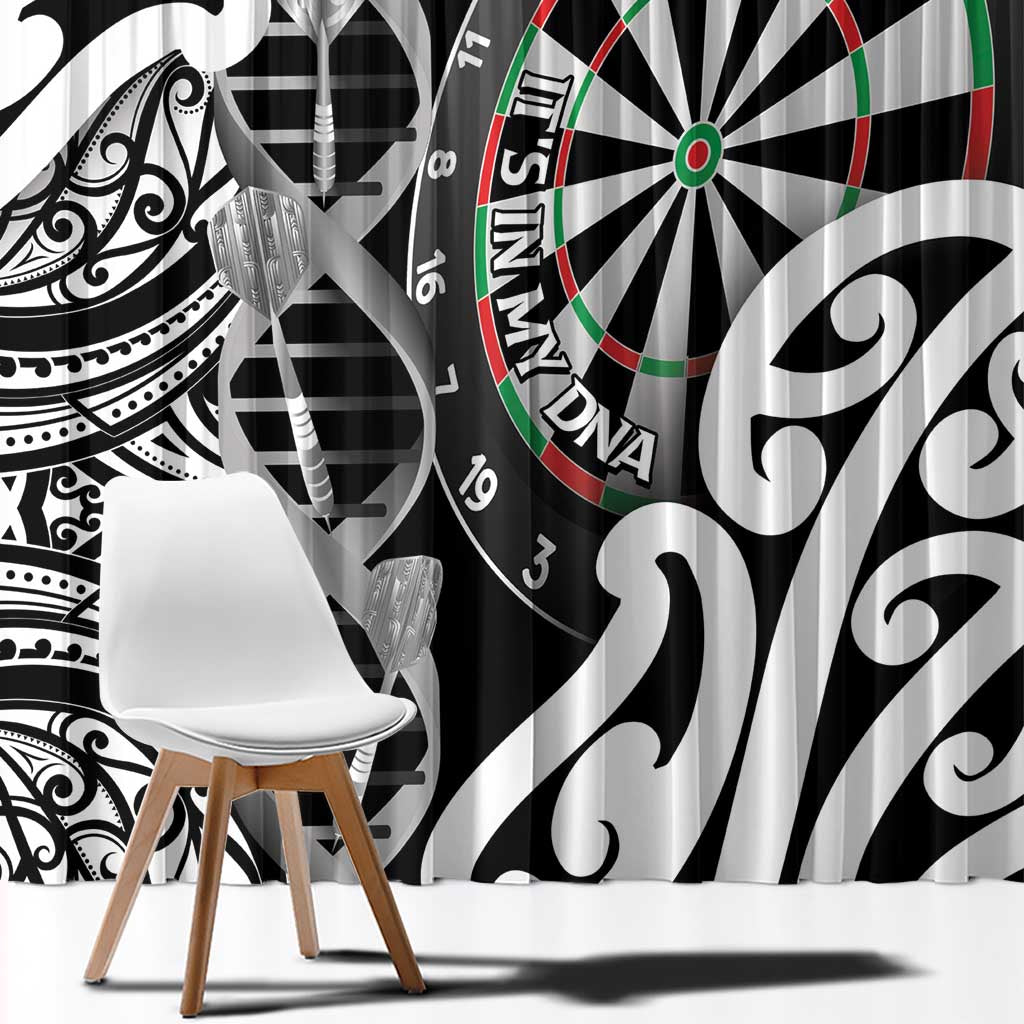 New Zealand Darts Window Curtain Aotearoa Maori Its In My DNA Black - Polynesian Pride