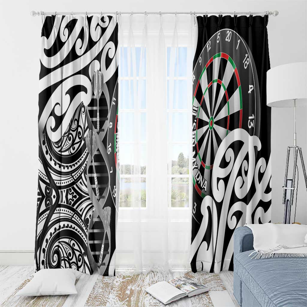 New Zealand Darts Window Curtain Aotearoa Maori Its In My DNA Black - Polynesian Pride
