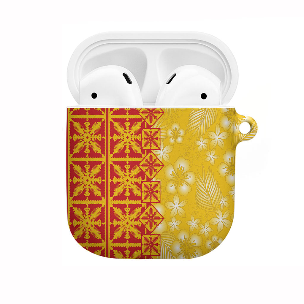Kahili Quilt Hawaii AirPods Case Tropical Flower Seamless Half Style LT14 Yellow - Polynesian Pride