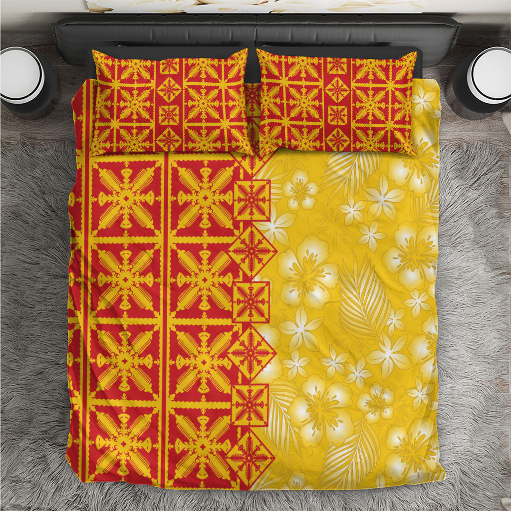 Kahili Quilt Hawaii Bedding Set Tropical Flower Seamless Half Style LT14 Yellow - Polynesian Pride
