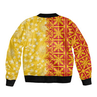 Kahili Quilt Hawaii Bomber Jacket Tropical Flower Seamless Half Style