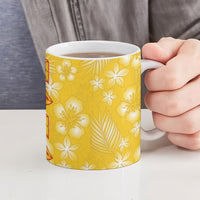 Kahili Quilt Hawaii Ceramic Mug Tropical Flower Seamless Half Style